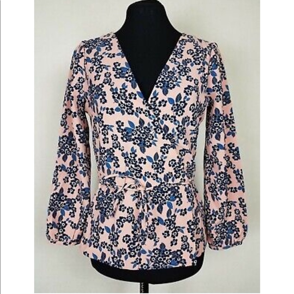 J. Crew pink and blue floral blouse